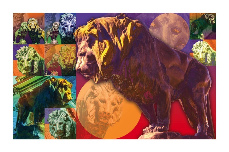Dayton Art Institute Lion Collage by Larry Hensel